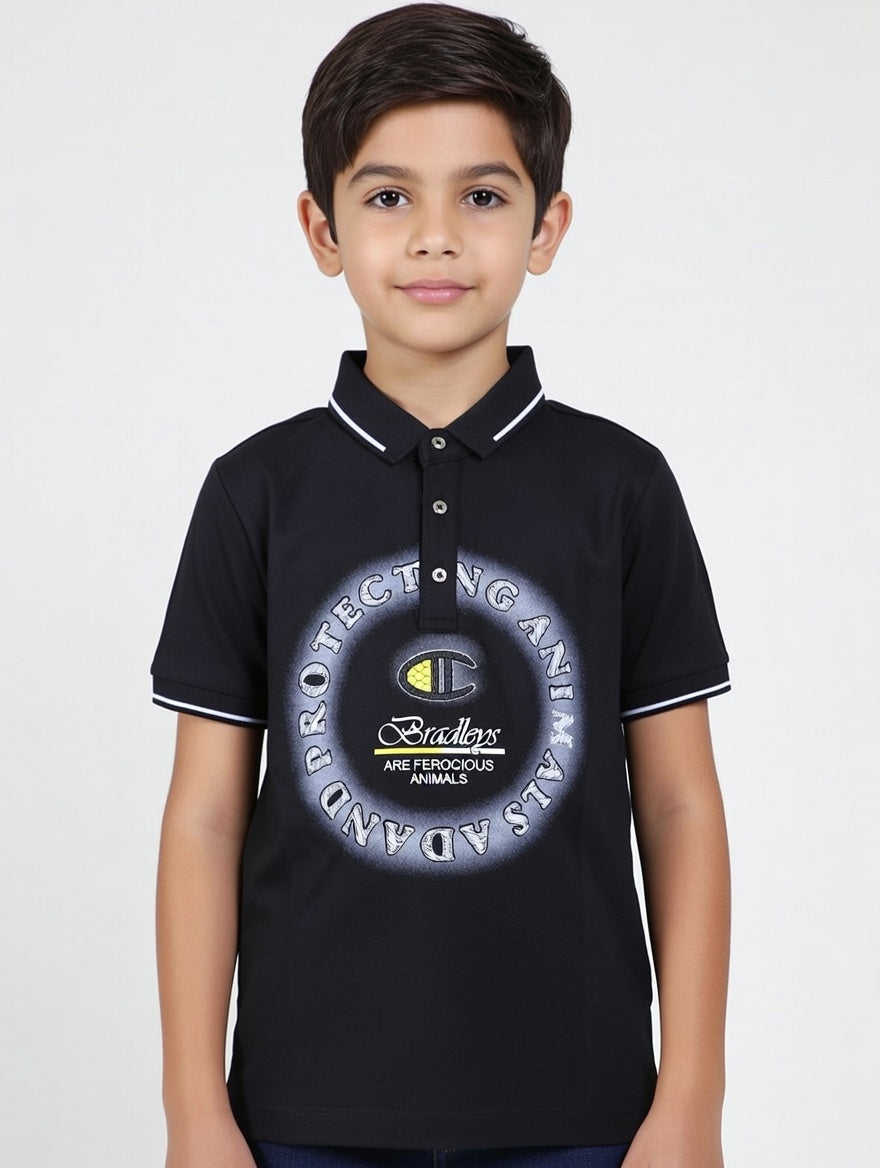 Protecting Animals Are Ferocious Animals Graphic Print Boys Premium Quality Cotton Polo Neck Shirt