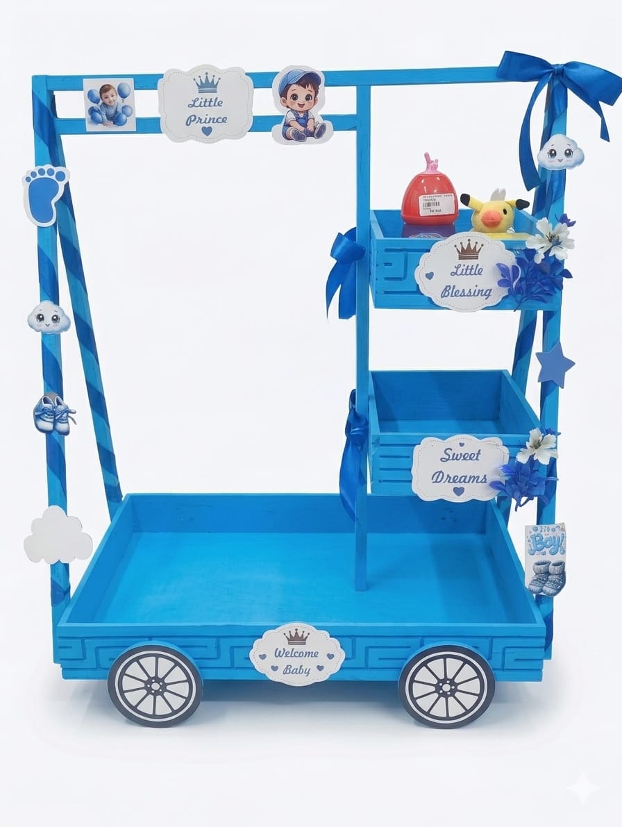 Decorative Baby Carriage Display Stand For Nursery Organizing Gift Hampers