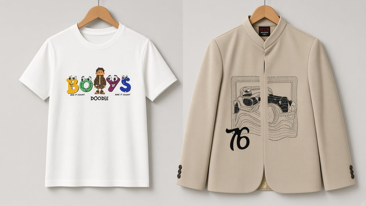 Stylish Printed T Shirt And Graphic Jacket Outfit Set For Kids Casual Party Wear