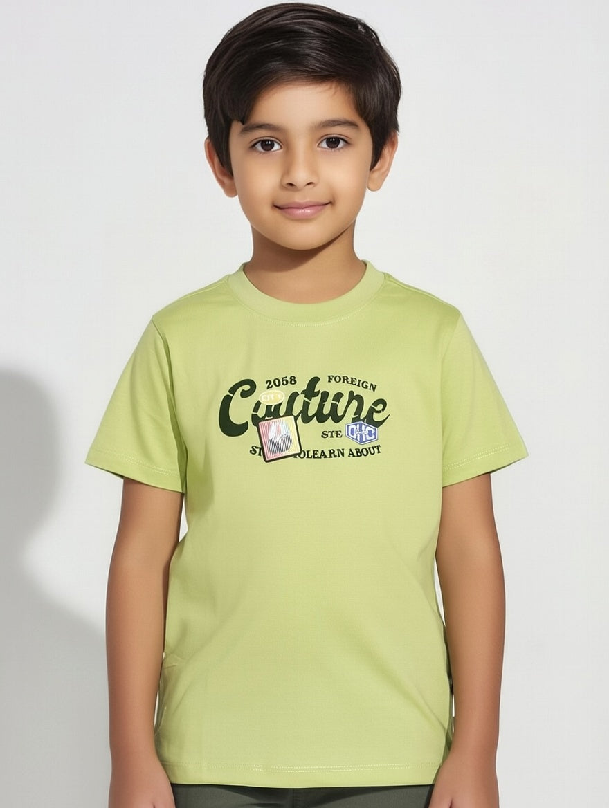 Boys Premium "Couture" Graphic Print Cotton Crew Neck Comfort Fit Short Sleeve Casual T-Shirt