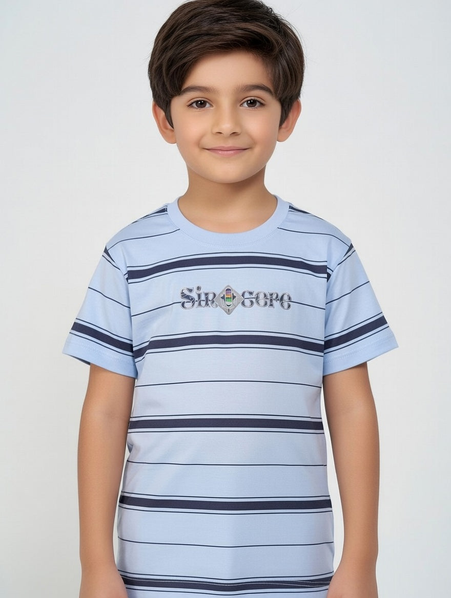 Premium Boys Cotton Striped Crew Neck T-Shirt – Stylish Casual Wear for Everyday Comfort