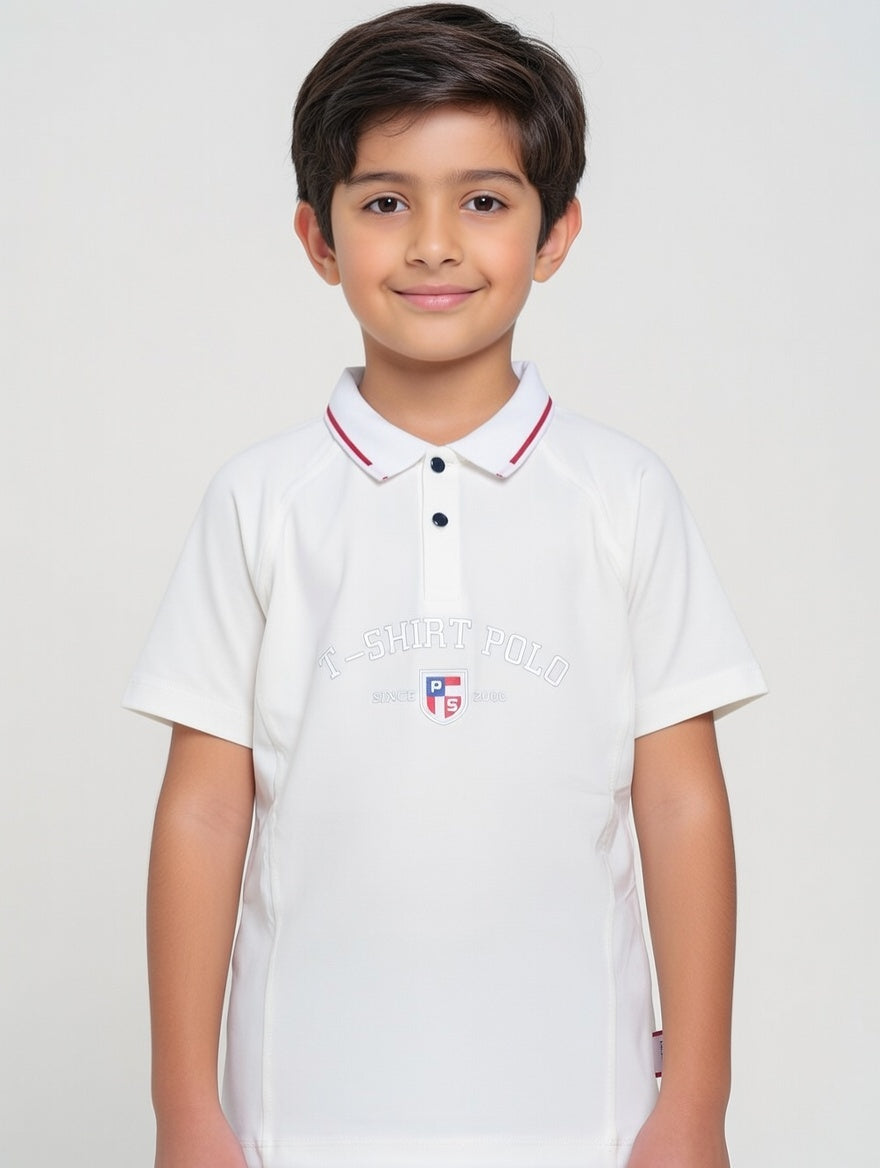 Premium Boys Raglan Sleeve Polo T-Shirt - Comfortable Cotton Blend Casual Wear With Graphic Shield