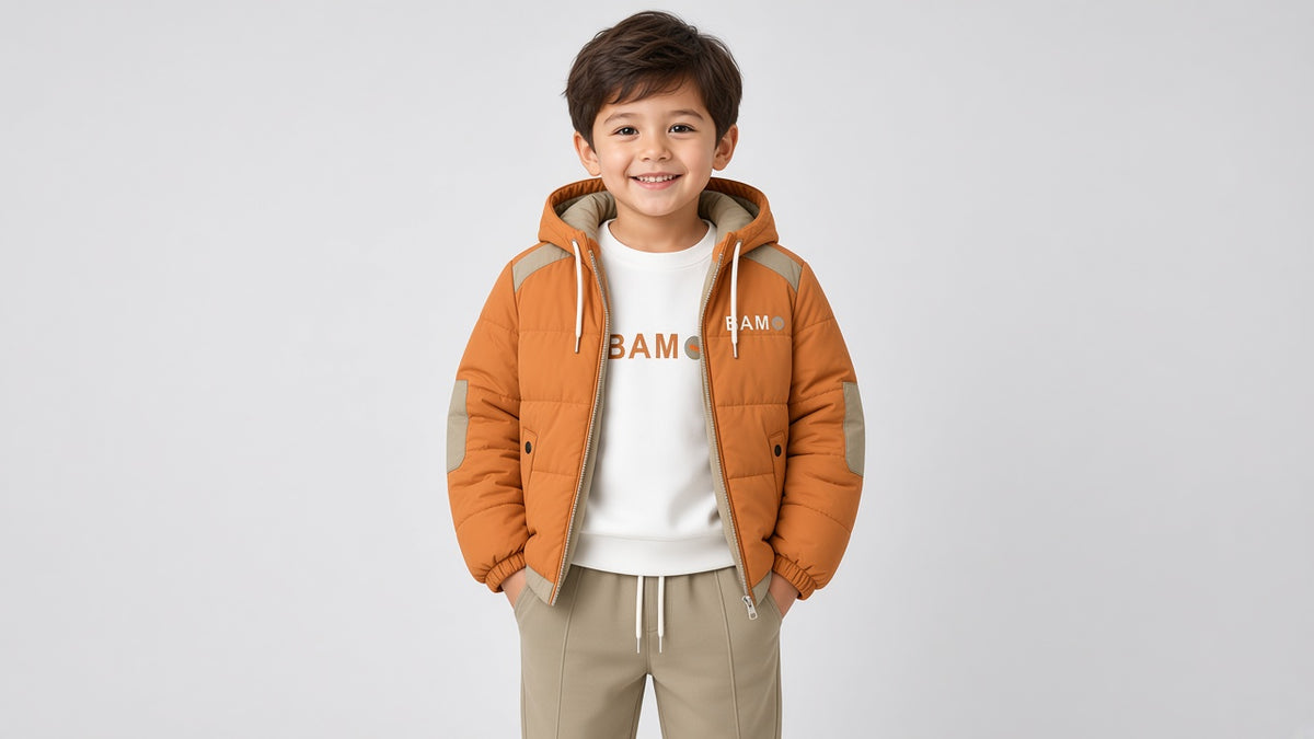 Kids Winter 3-Piece Tracksuit Set Hooded Puffer Jacket Sweatshirt and Jogger Pants