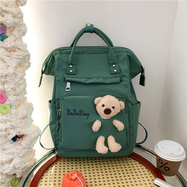 Premium Baby Diaper Backpack with Cute Teddy Design – Large Capacity (Green & Black)
