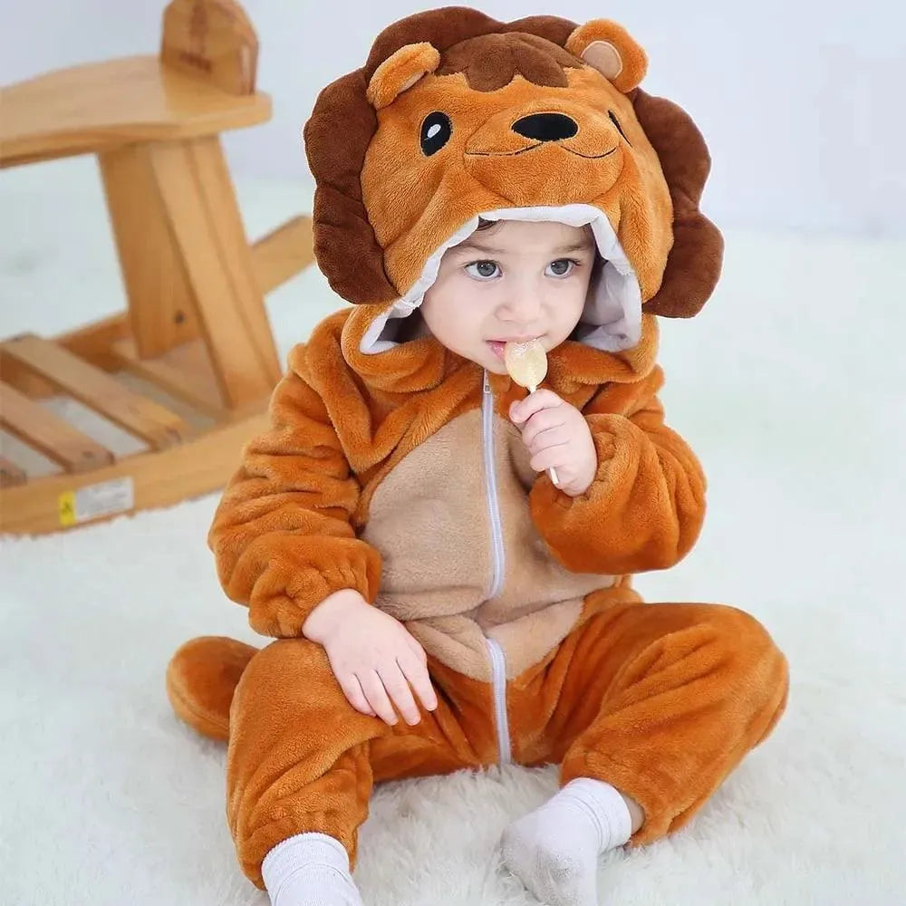 Cute Animal Hooded Winter Romper Outfit For Newborn Baby Boy And Girl