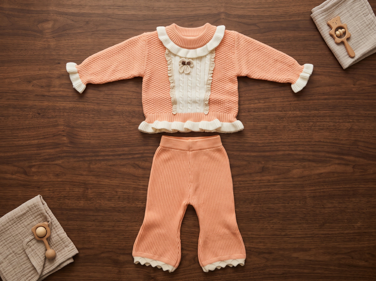 Girls Winter Knit Sweater And Flared Trousers 2 Piece Boutique Outfit Set