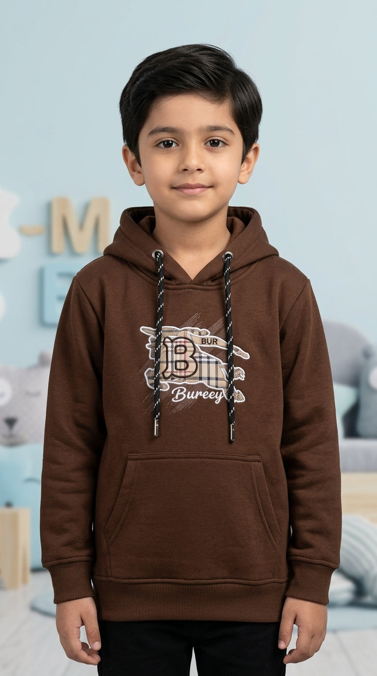 Stylish Boys Bureey Graphic Print Fleece Hoodie Warm Winter Casual Pullover Sweatshirt
