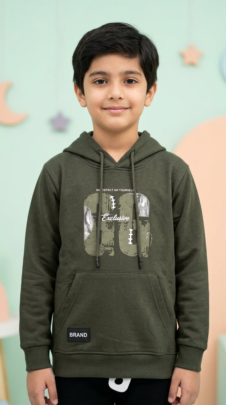 Stylish Boys Graphic Printed Hoodie Casual Winter Fleece Pullover Sweatshirt For Kids