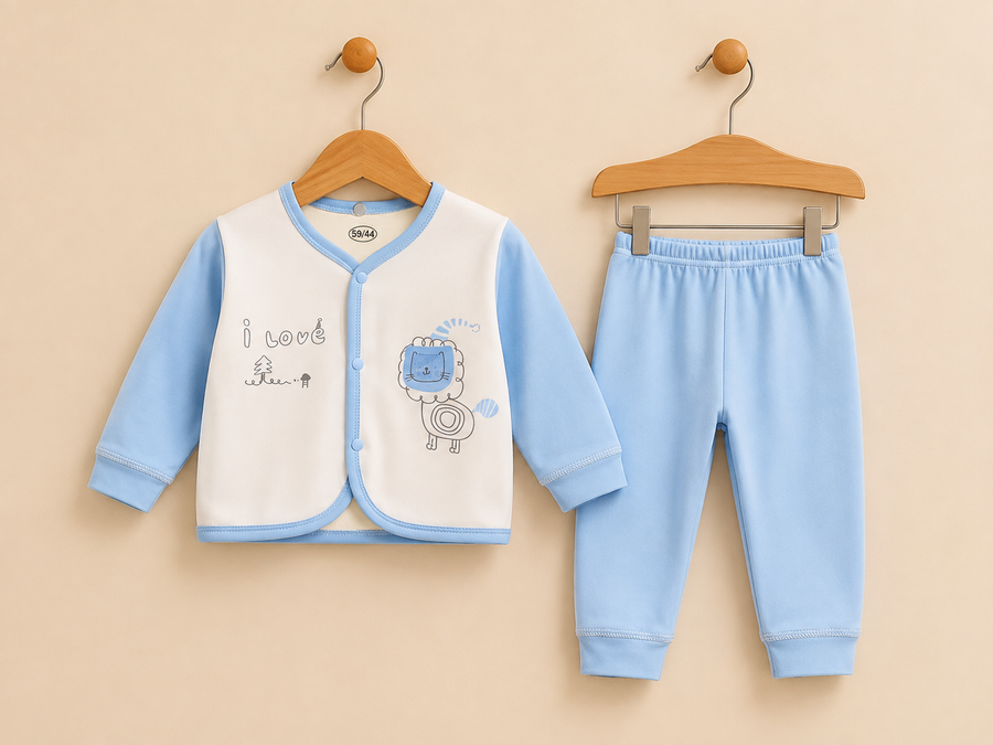 Baby Boys Or Girls Long Sleeve Cardigan And Pants Set With Lion Print