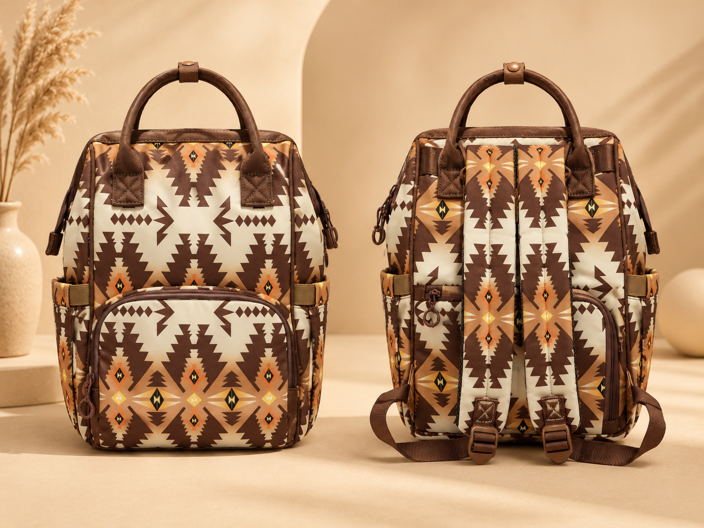 Stylish Geometric Pattern Fashion Backpack With Comfortable Padded Straps For Travel And Daily Use