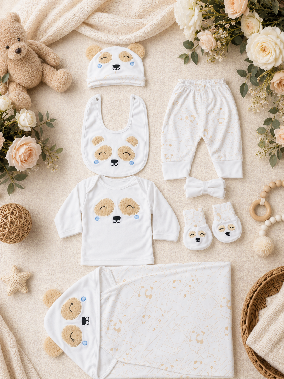 Complete Premium Cotton Newborn Baby Clothing Set With Adorable Panda Theme Design For Comfort