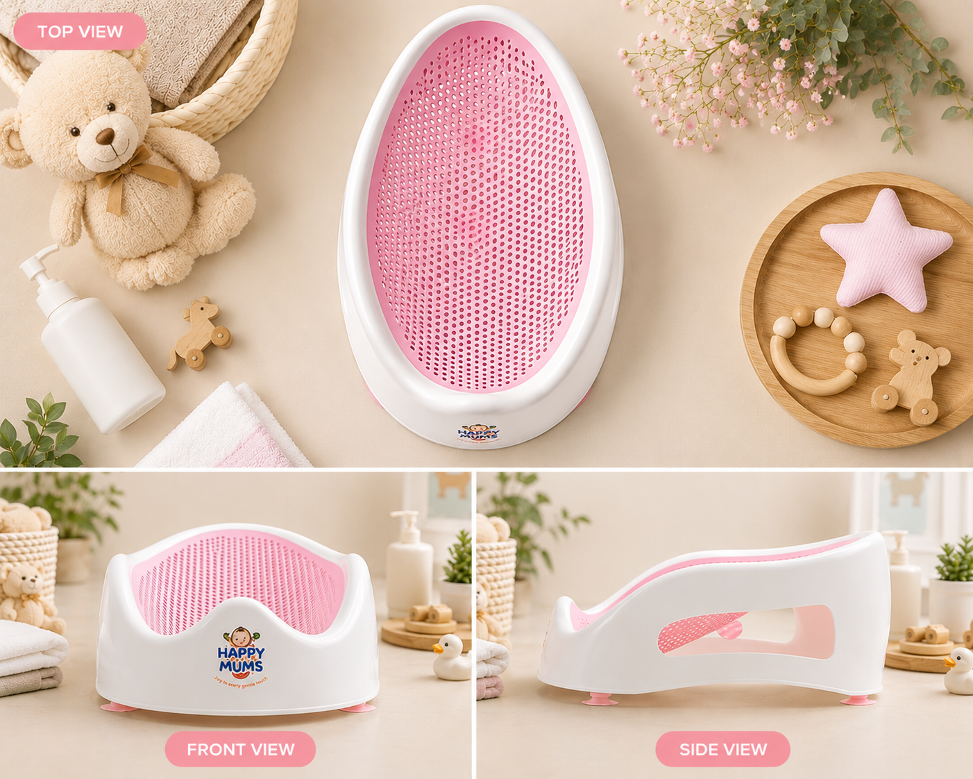 Comfortable Ergonomic Baby Bath Support Seat For Safe And Easy Newborn Bathing Experience Daily