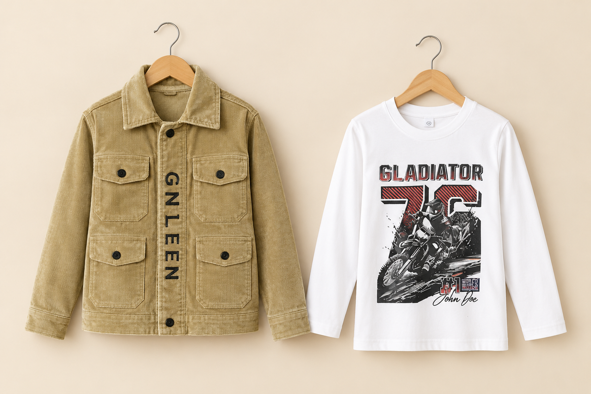 Boys Winter 2-Piece Corduroy Flap Pocket Jacket With Gladiator Graphic Inner Shirt