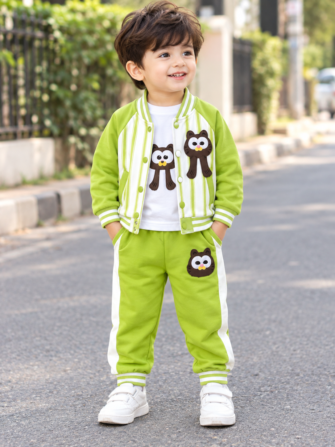 Kids 3-Piece Character Print Jacket T-Shirt And Jogger Tracksuit Set