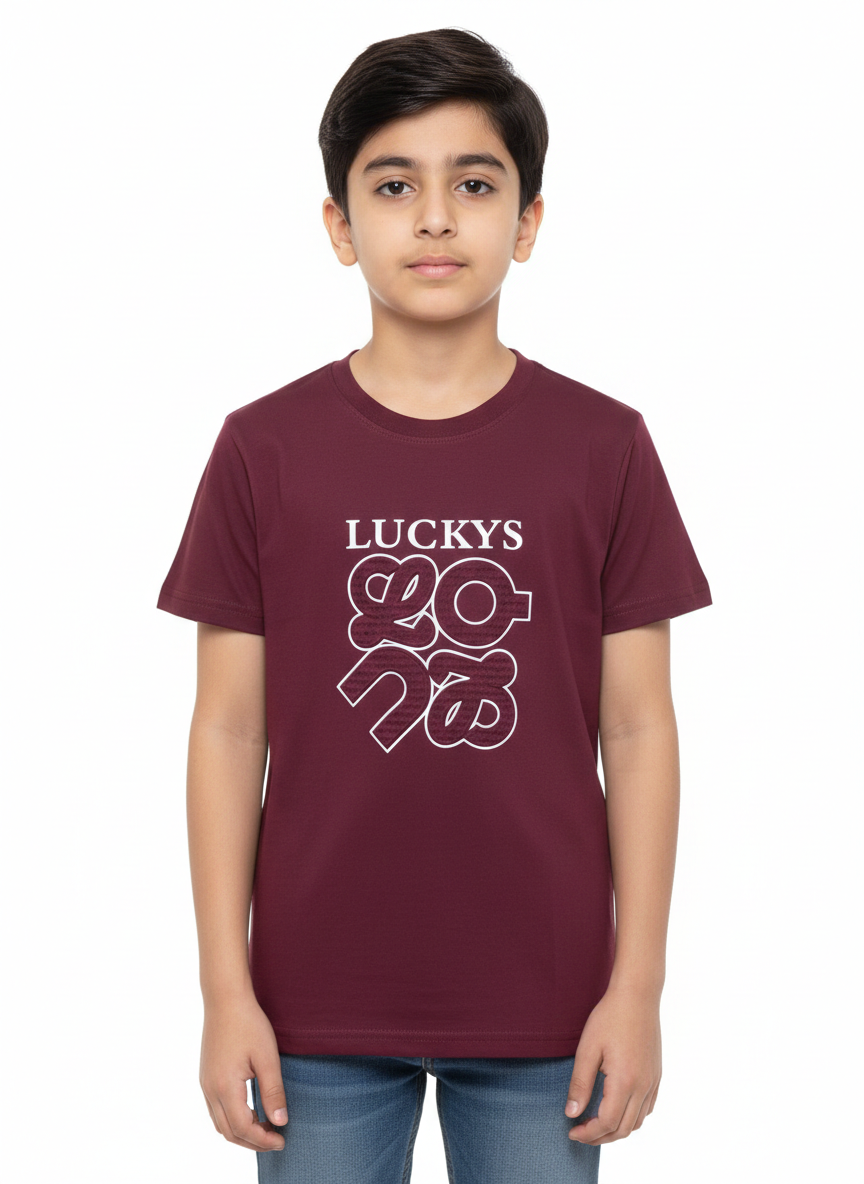 Trendy Boys "Lucky" Graphic T-Shirt Available In Multiple Vibrant Colors For Versatile Everyday Styling