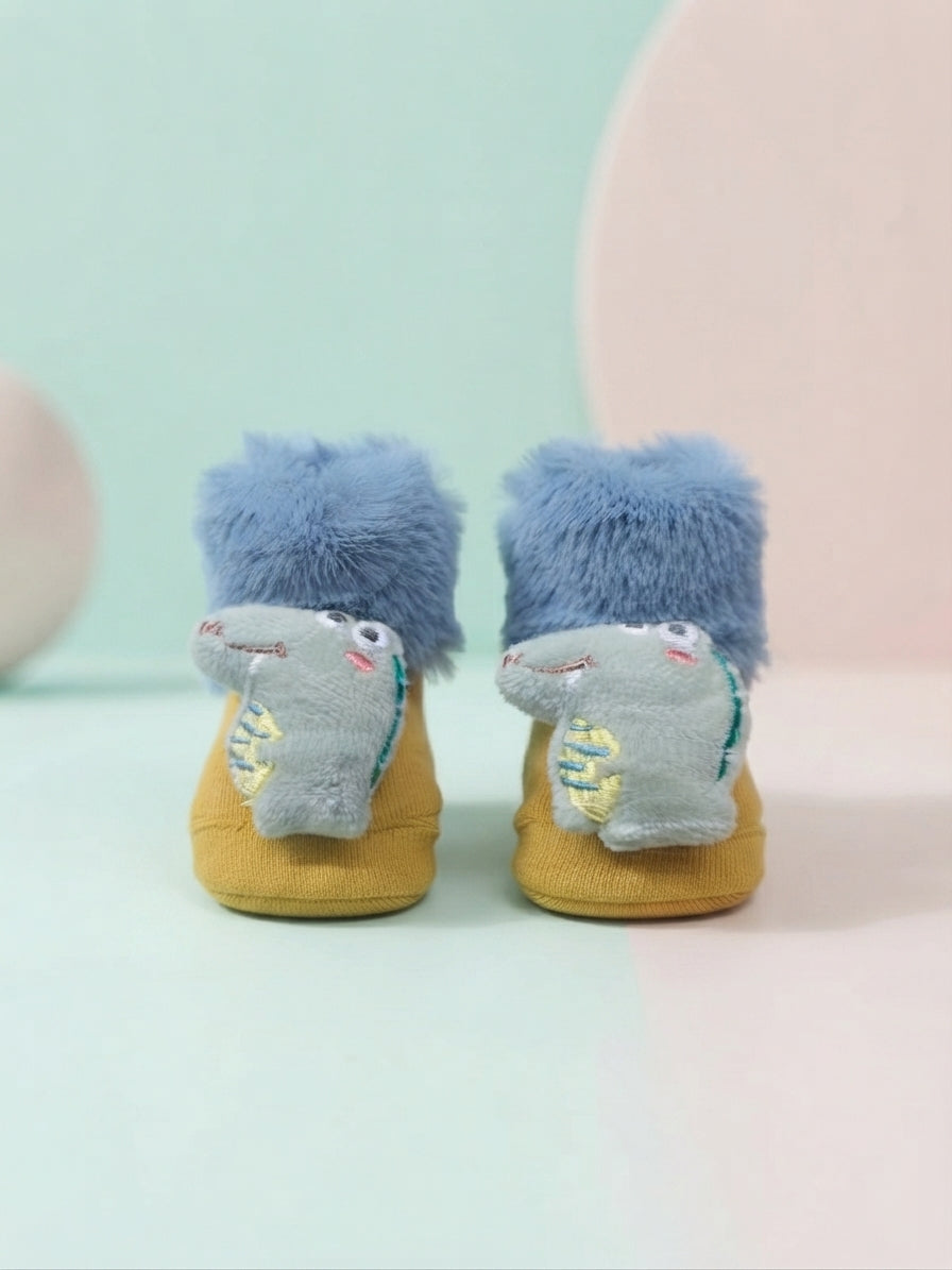 Cozy Plush Dinosaur Baby Booties for Extra Warmth and Playful Style
