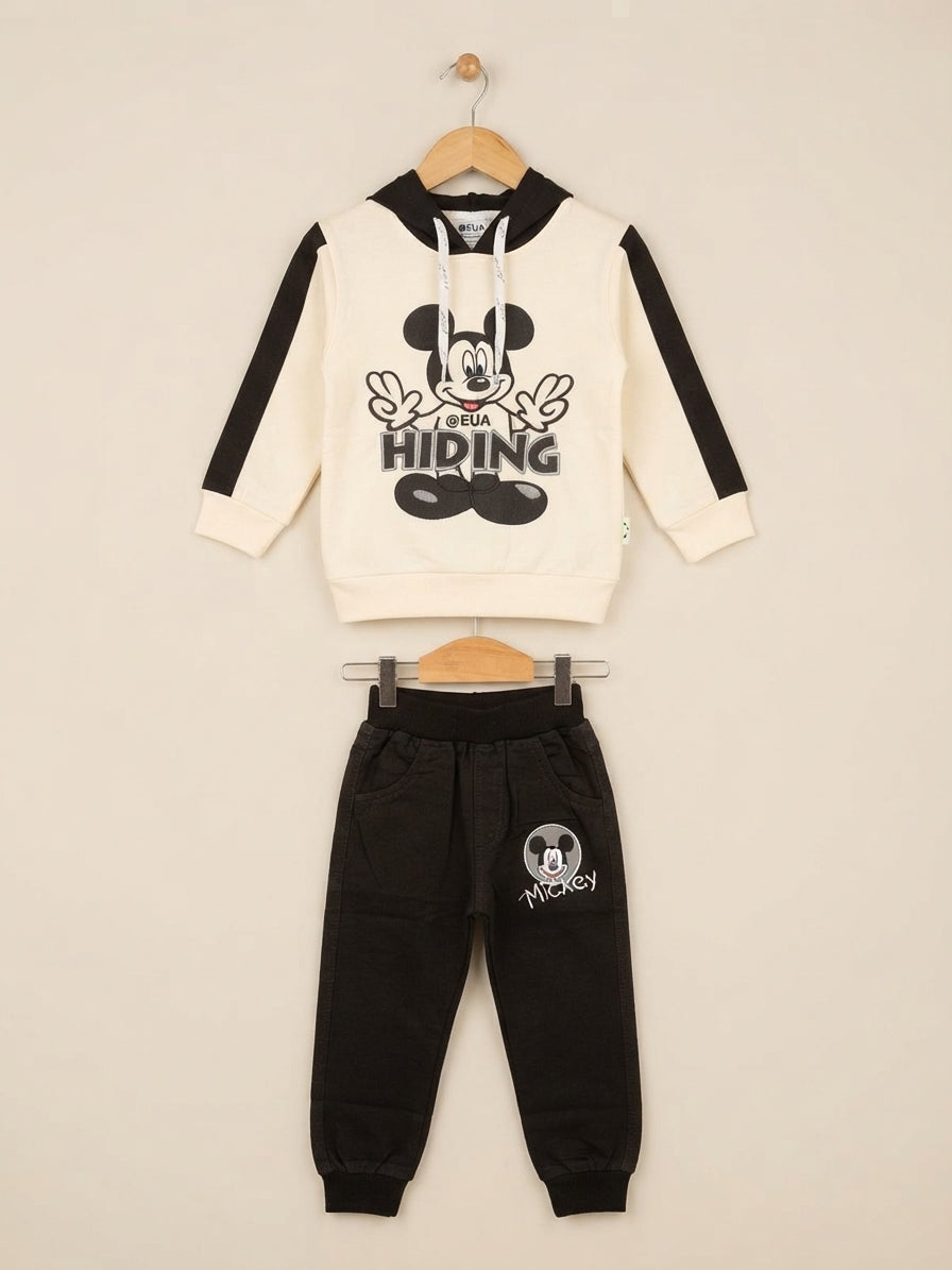 Kids Cartoon Character Printed Hooded Sweatshirt And Matching Jogger Trouser 2 Piece Outfit
