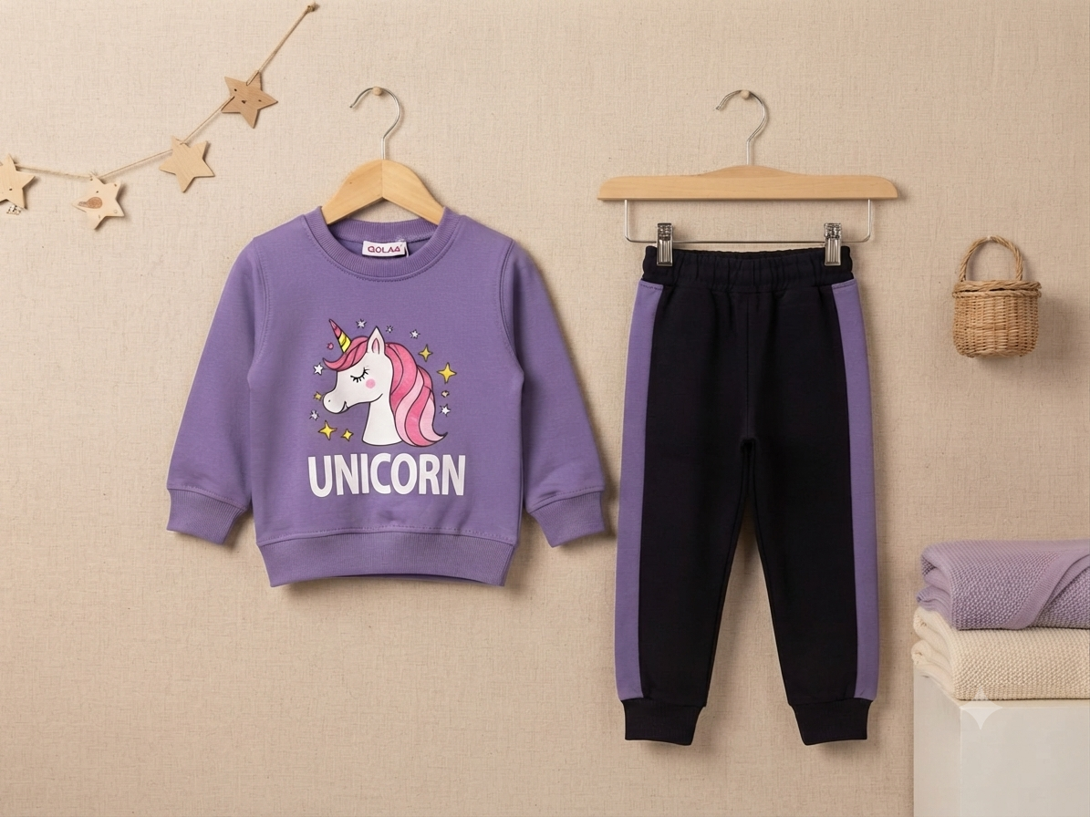 Kids Fun Graphic Print Crewneck Sweatshirt and Comfy Trouser Set