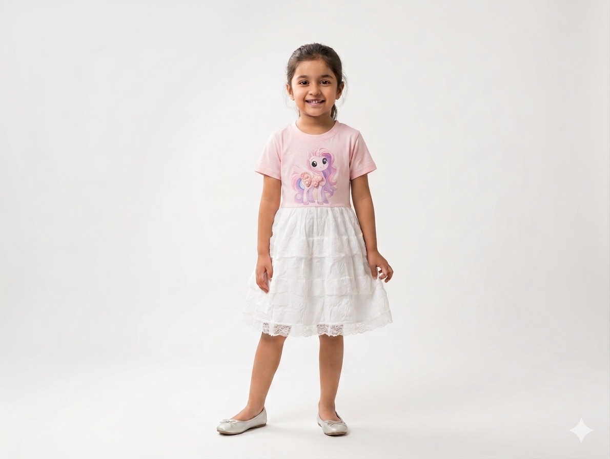Girls Magical Unicorn Tulle Tutu Dress - Pastel Pink, Yellow, and Blue Party Wear
