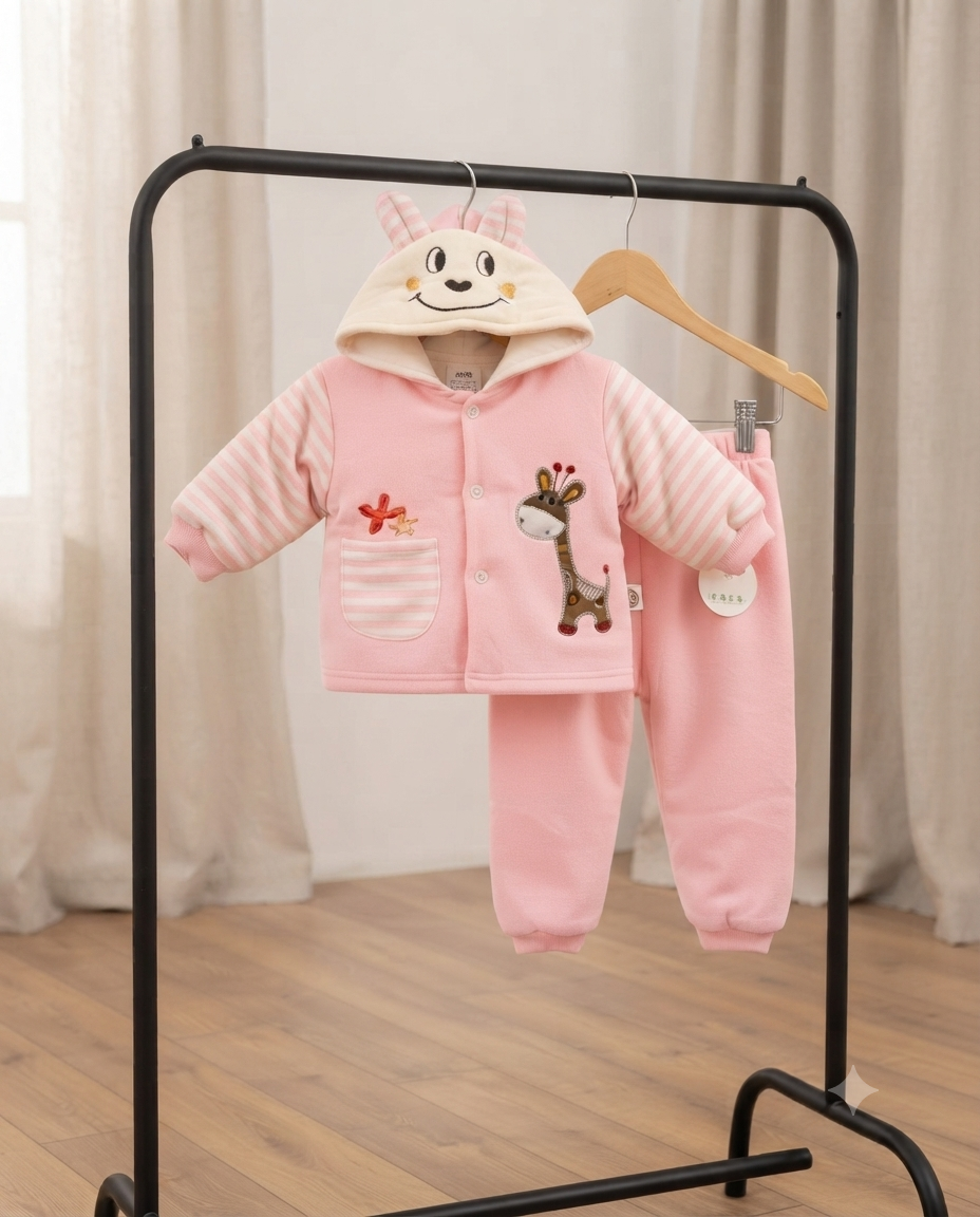 Cute Baby Fleece Hooded Jacket and Pants Set