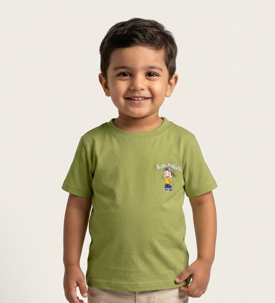 Kids Cartoon Graphic Cotton T-Shirt Comfortable Short Sleeve Casual Wear Top For Boys Girls