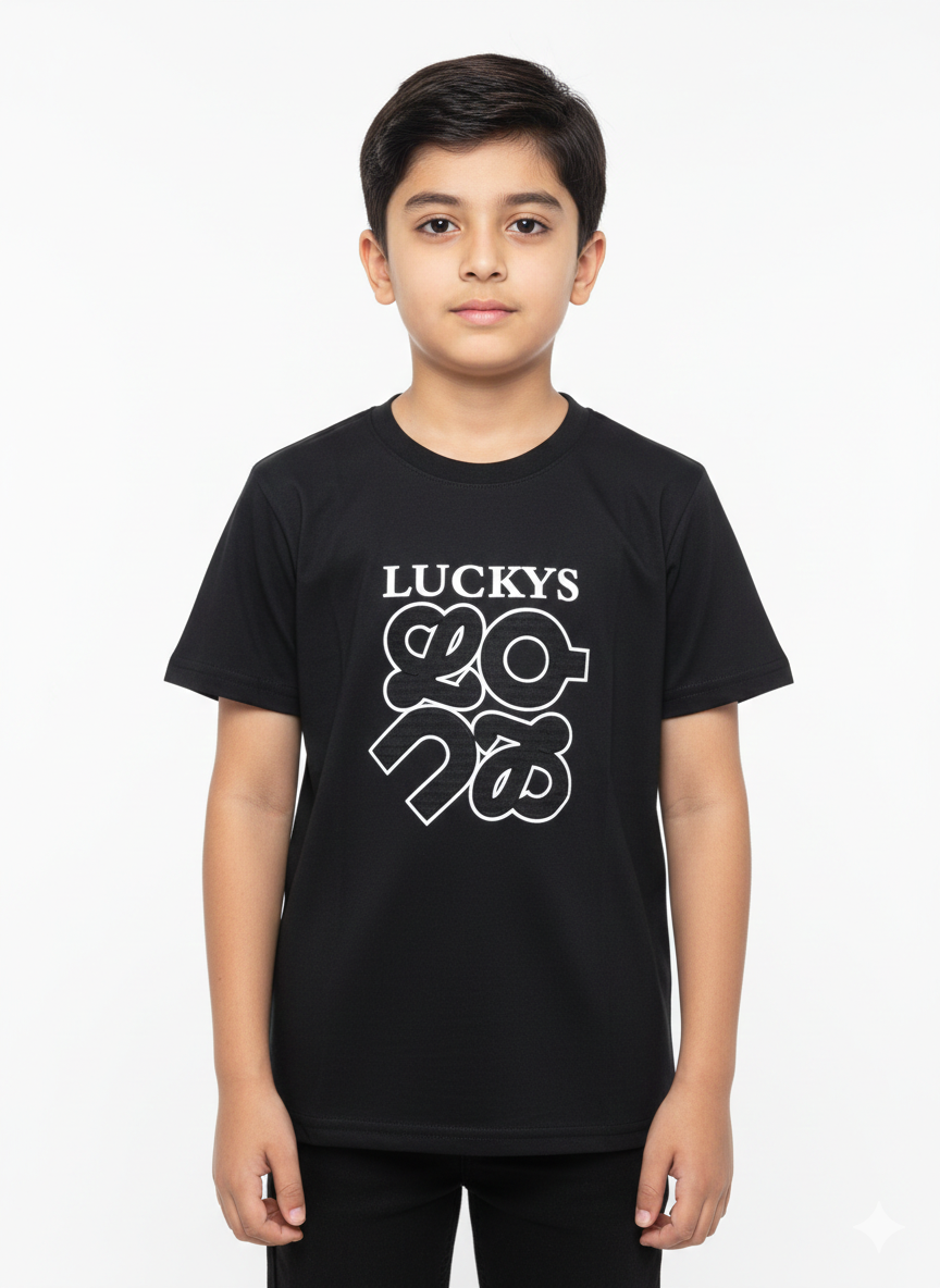 Trendy Boys "Lucky" Graphic T-Shirt Available In Multiple Vibrant Colors For Versatile Everyday Styling