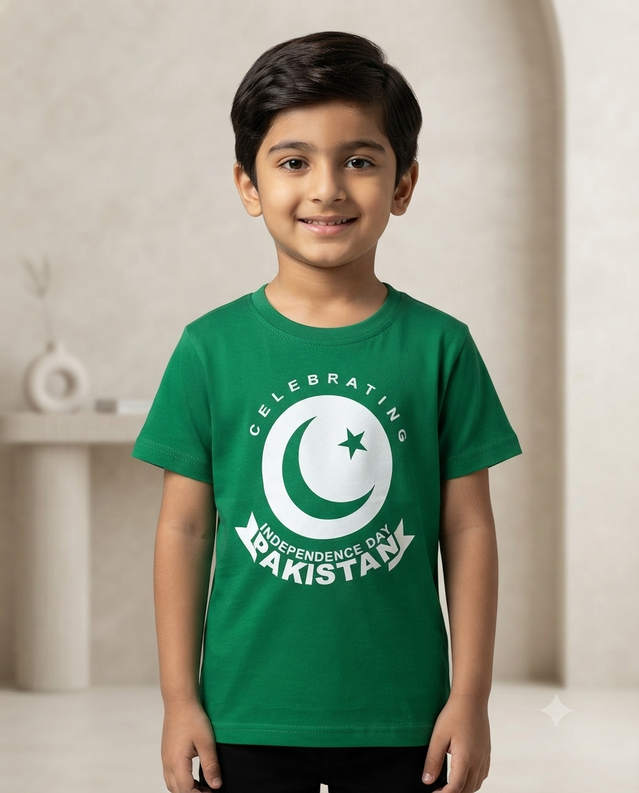 Pakistan Independence Day Premium Graphic T-Shirt For Kids Soft Cotton