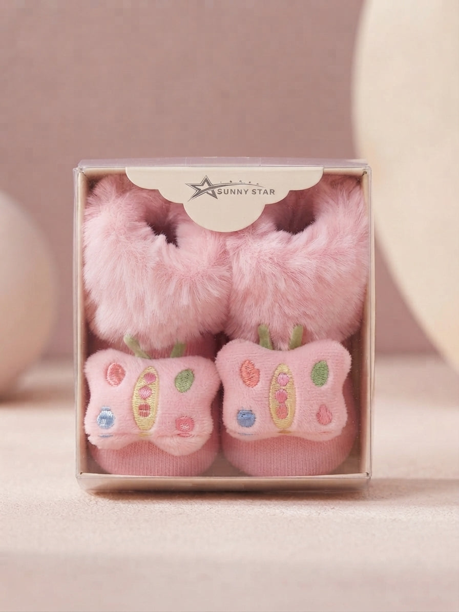 Cozy Plush Butterfly Baby Booties for Extra Warmth and Playful Style