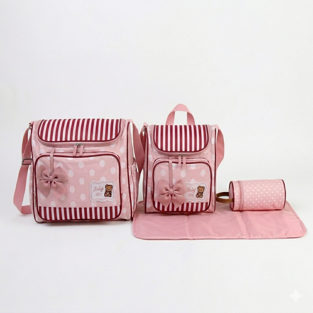 Premium 3-Piece "Mommy Bag" Deluxe Diaper Bag Travel Set – Style, Comfort & Complete Organization