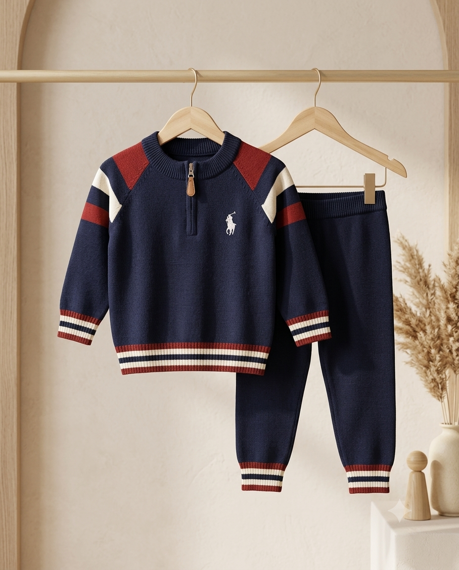 Enhance your child's wardrobe with this elegant and comfortable knitted outfit, perfect for any occasion.