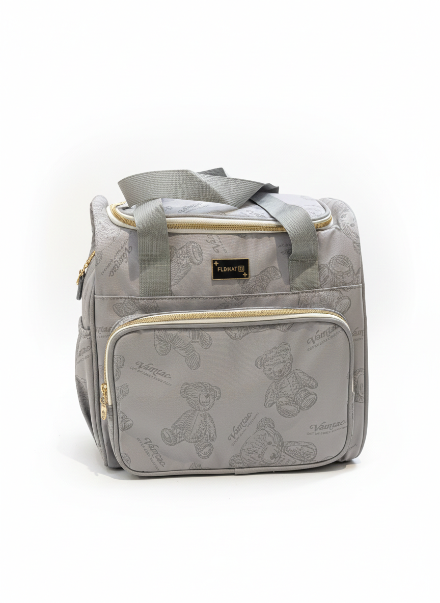 Vantac Multi-Functional Diaper Bag – Premium Teddy Bear Print, Large Capacity Nursery Organizer with Insulated Pockets for Travel & Daily Use