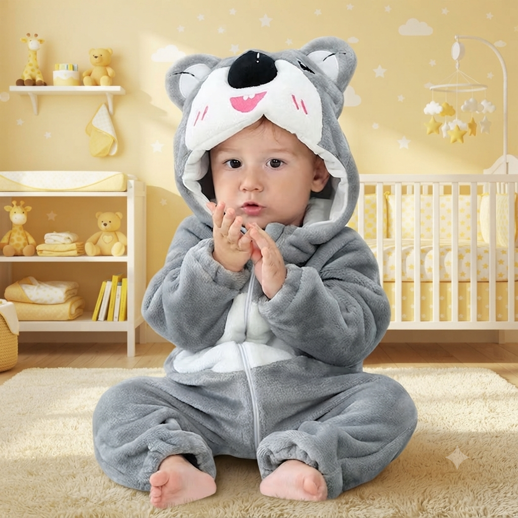 Cute Animal Hooded Winter Romper Outfit For Newborn Baby Boy And Girl