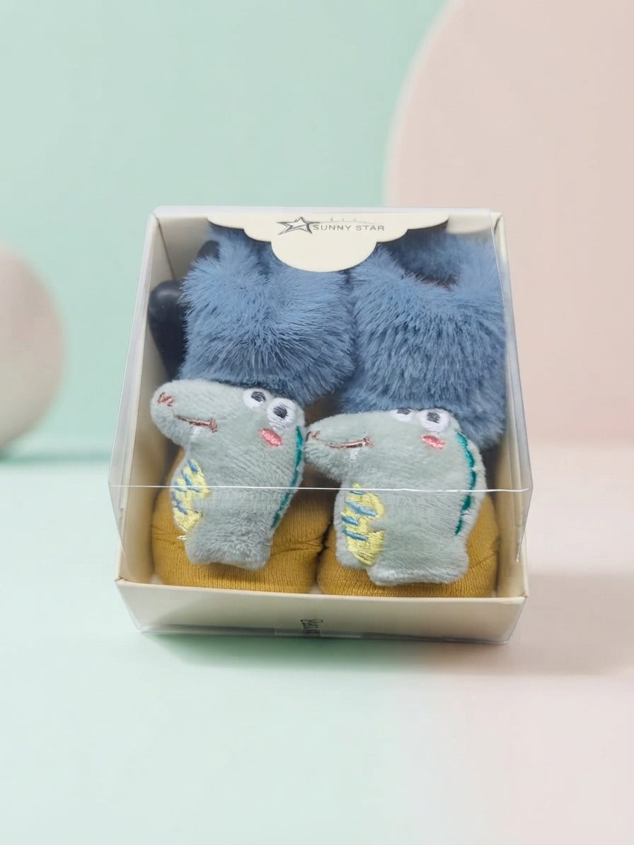 Cozy Plush Dinosaur Baby Booties for Extra Warmth and Playful Style
