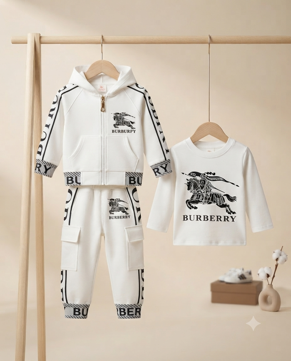 Kids Designer Hooded Tracksuit And Long Sleeve T-Shirt Outfit Set