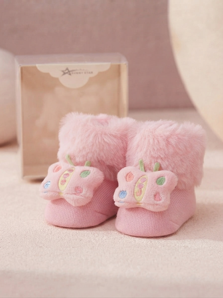 Cozy Plush Butterfly Baby Booties for Extra Warmth and Playful Style