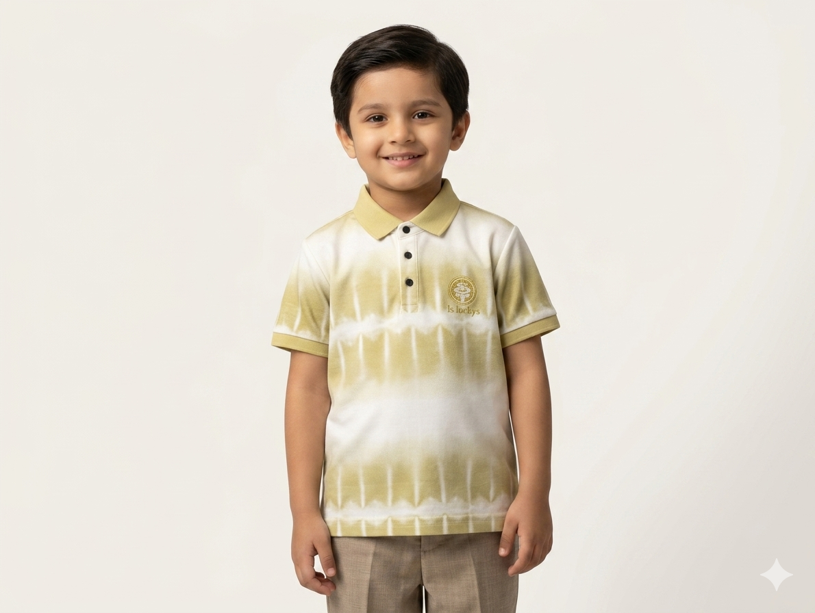 Premium Boys' Tie-Dye Polo Shirt – Stylish Casual Wear in Earthy Tones for Kids