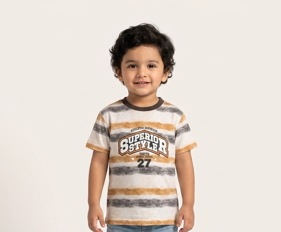 Boys Superior Styler Athletic Division Striped Cotton T-Shirt Comfortable Short Sleeve Casual Summer Tee
