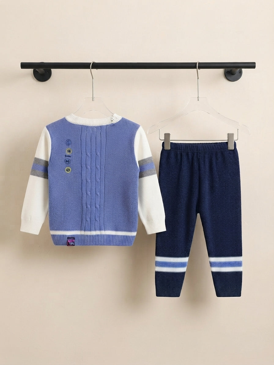 Cozy Knit Sweater And Matching Trouser Winter Outfit Set For Cute Kids Daily Wear
