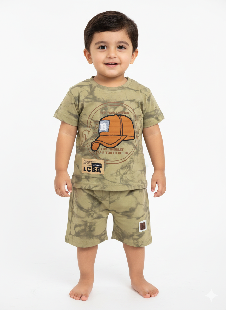 Toddler Boys' Fashionable Plaid Layered Sets and Cool Tie-Dye Graphic T-Shirt and Shorts Ensembles