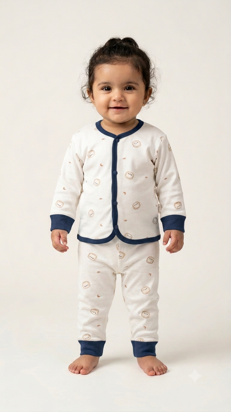 Ultra-Soft Breathable Cotton Baby Sleepwear Set Featuring Playful Moon and Star Print
