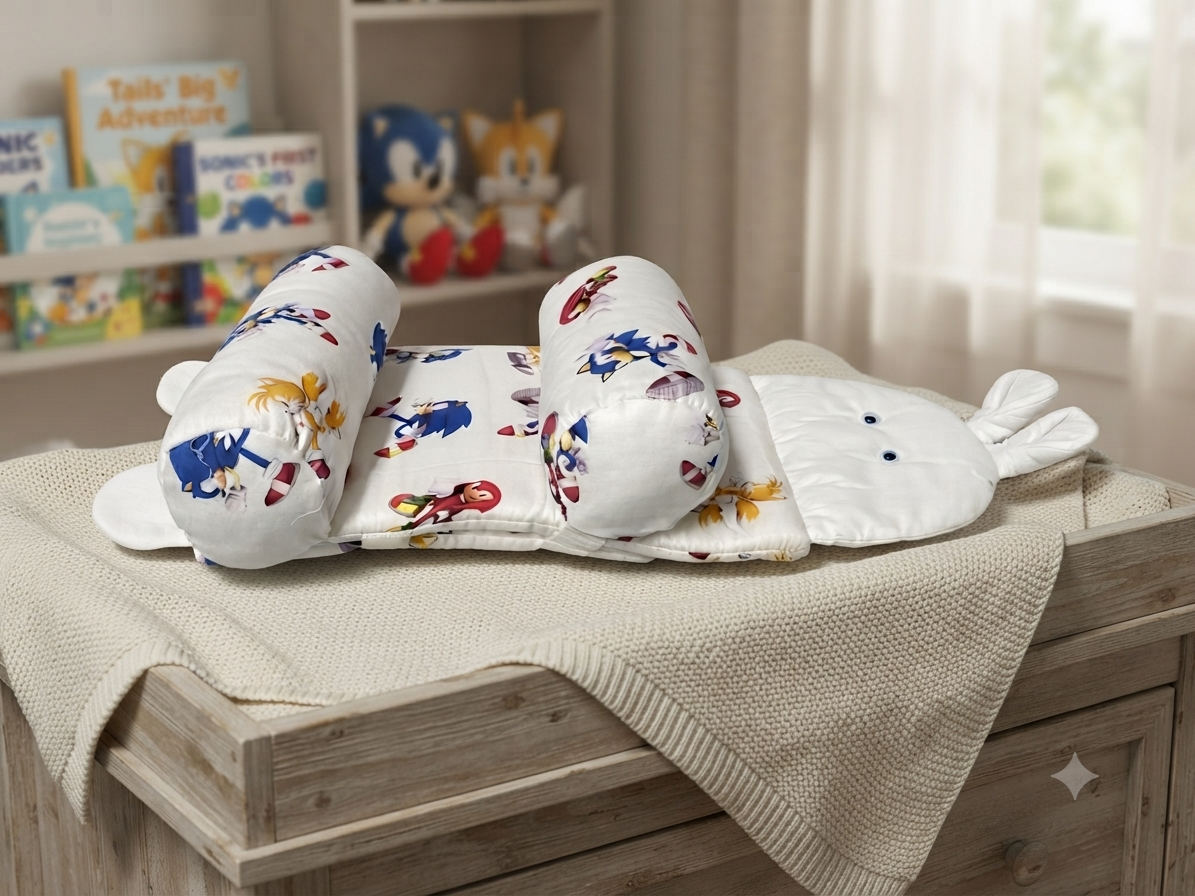 Playful Sonic the Hedgehog Baby Positioning Pillow for Restful Support