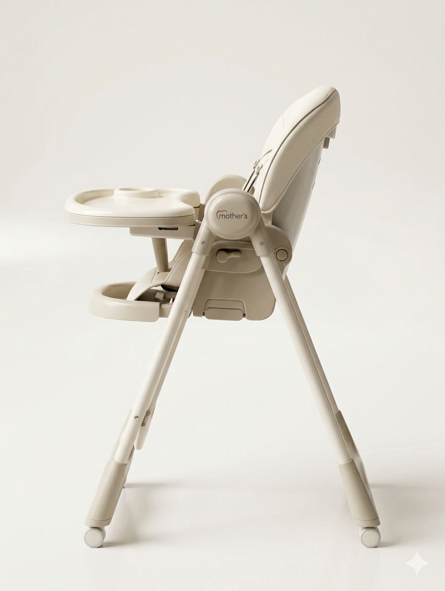 Mother's Premium Adjustable Baby High Chair with Removable Tray and Locking Swivel Wheels