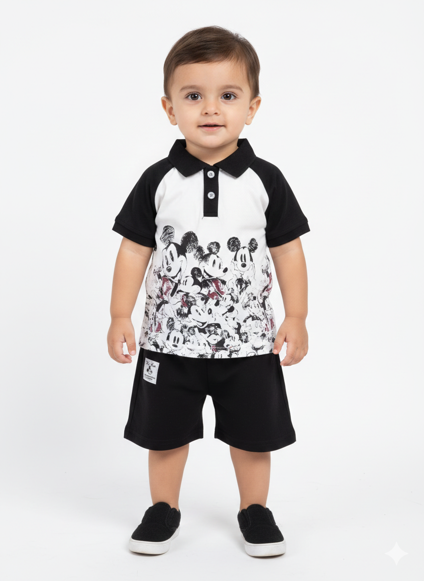 Toddler Boy Disney Mickey Mouse Polo and Shorts Set - Fun Character Graphic Summer Outfit