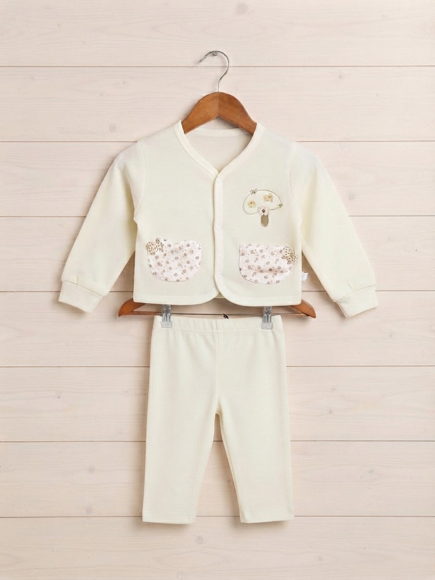 Baby Girl Cute Cotton Front Open Shirt And Comfortable Trouser Set For Daily Wear