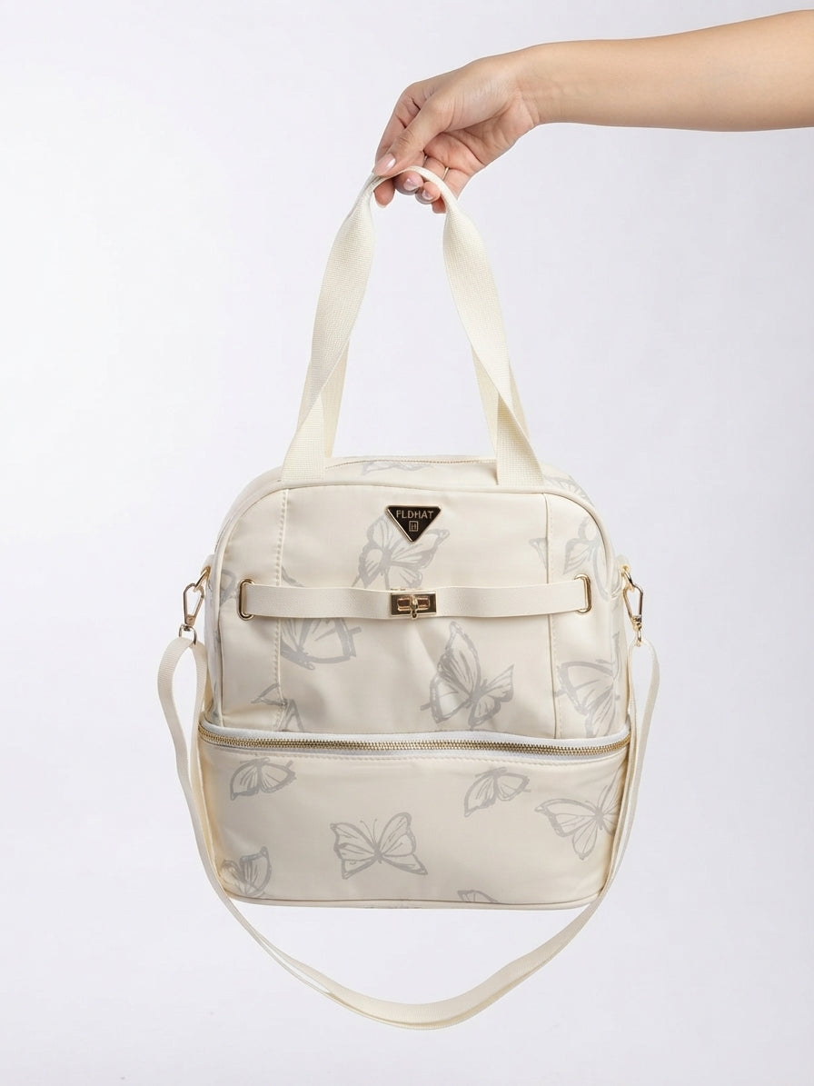 Chic Butterfly Print Casual Tote Bag and Handbag for Women