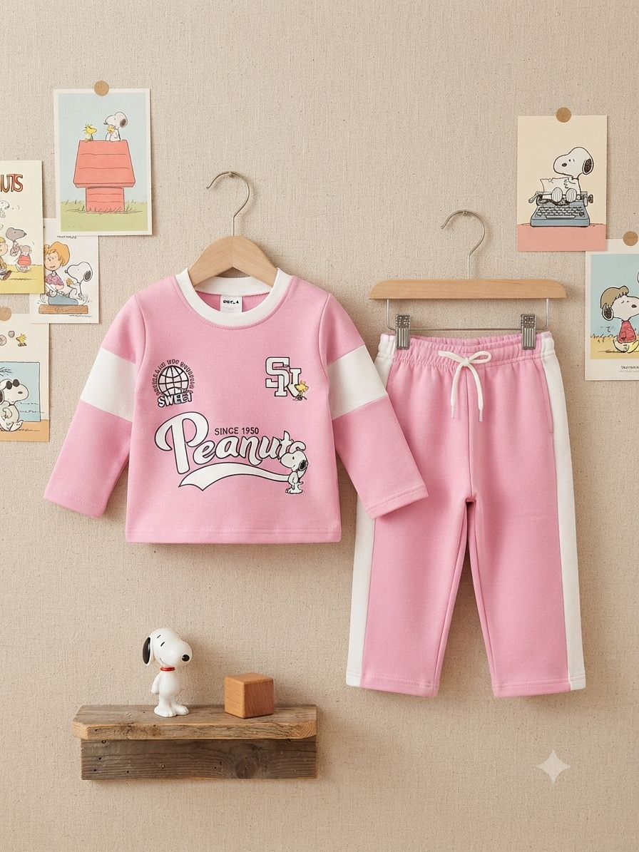 Kids Fun Graphic Print Crewneck Sweatshirt and Comfy Trouser Set