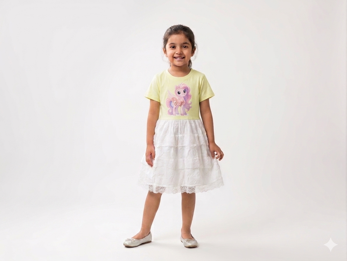 Girls Magical Unicorn Tulle Tutu Dress - Pastel Pink, Yellow, and Blue Party Wear