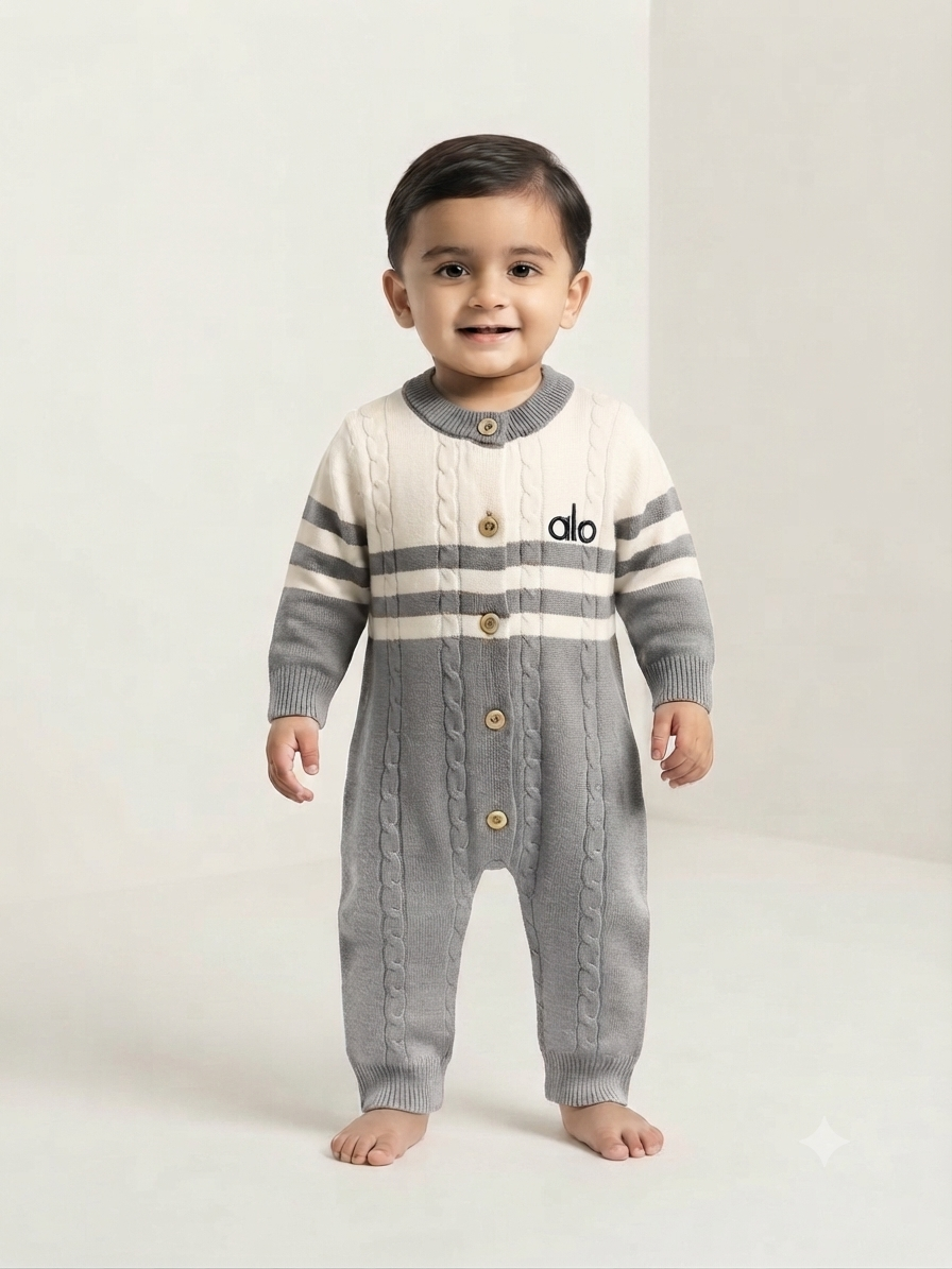 Cozy Cable Knit Baby Rompers for Infants Stylish Soft Material Comfortable Everyday Wear Trendy Outfits
