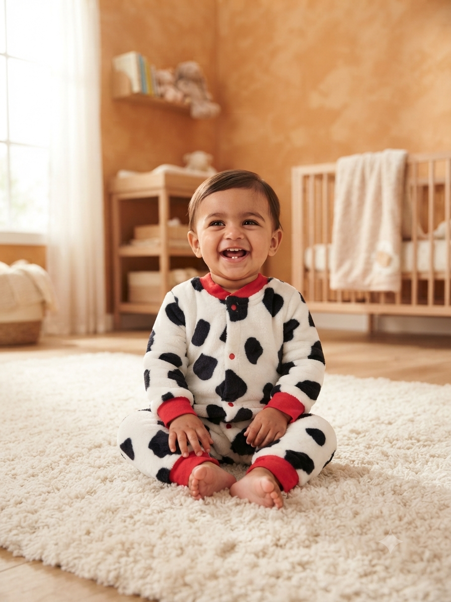 Adorable Soft Fleece Baby Romper With Cute Prints For Cozy Everyday Comfort And Play