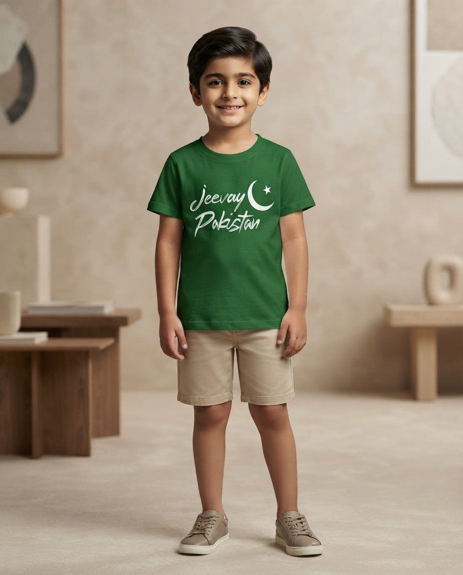 Pakistan Independence Day Premium Graphic T-Shirt For Kids Soft Cotton